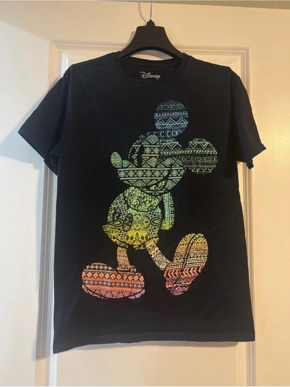 Disney Mickey Mouse size S colorful rainbow black tshirt